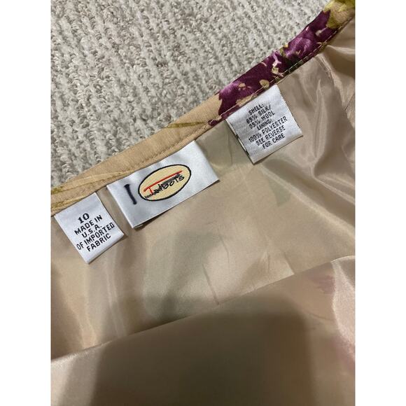 Talbots a-line midi skirt women’s size 10 tan floral silk wool elegant retro - Picture 3 of 4